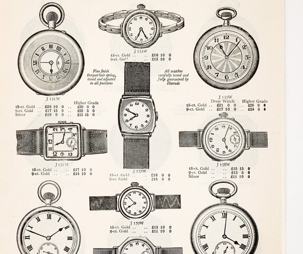 1913 harrods catalogue watches