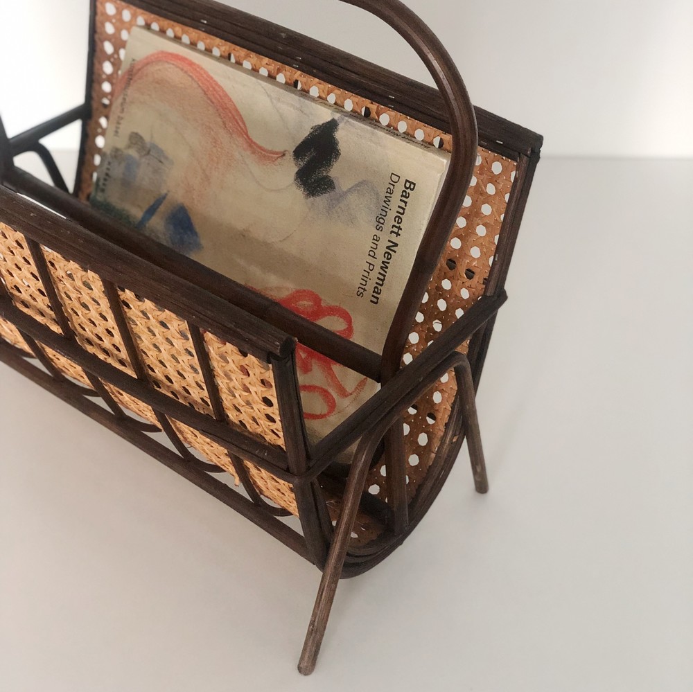 1970s Vintage Cane Magazine Holder