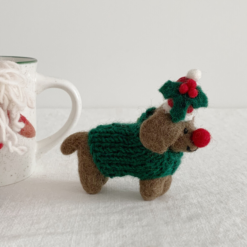Handmade Needle Felt Rudolph ornament