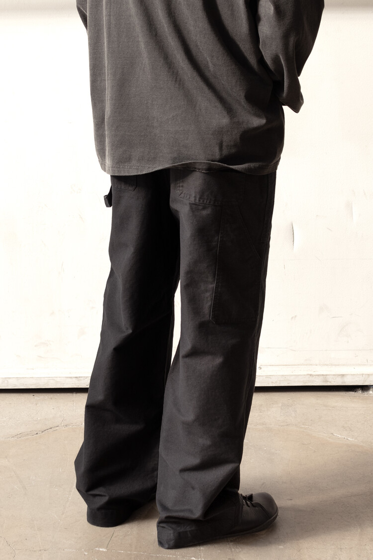 [JEMUT]24FW★韓国人気★VAIN FATIGUE CARPENTER BANDING PANTS fatigue Carpenter Pants - black