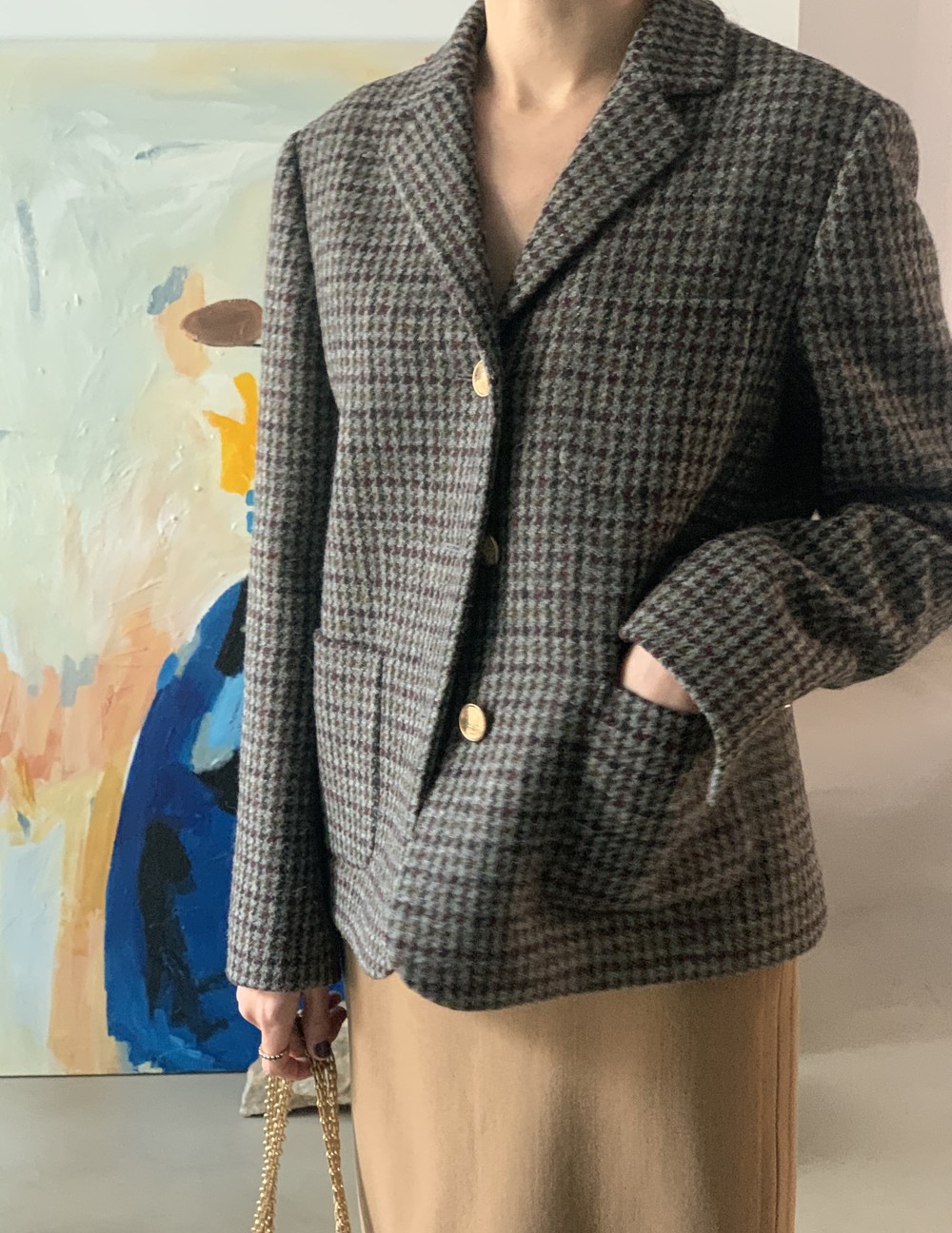 Ce moment Moderne specializes Wool 'check' Jacket (Imported From Harris