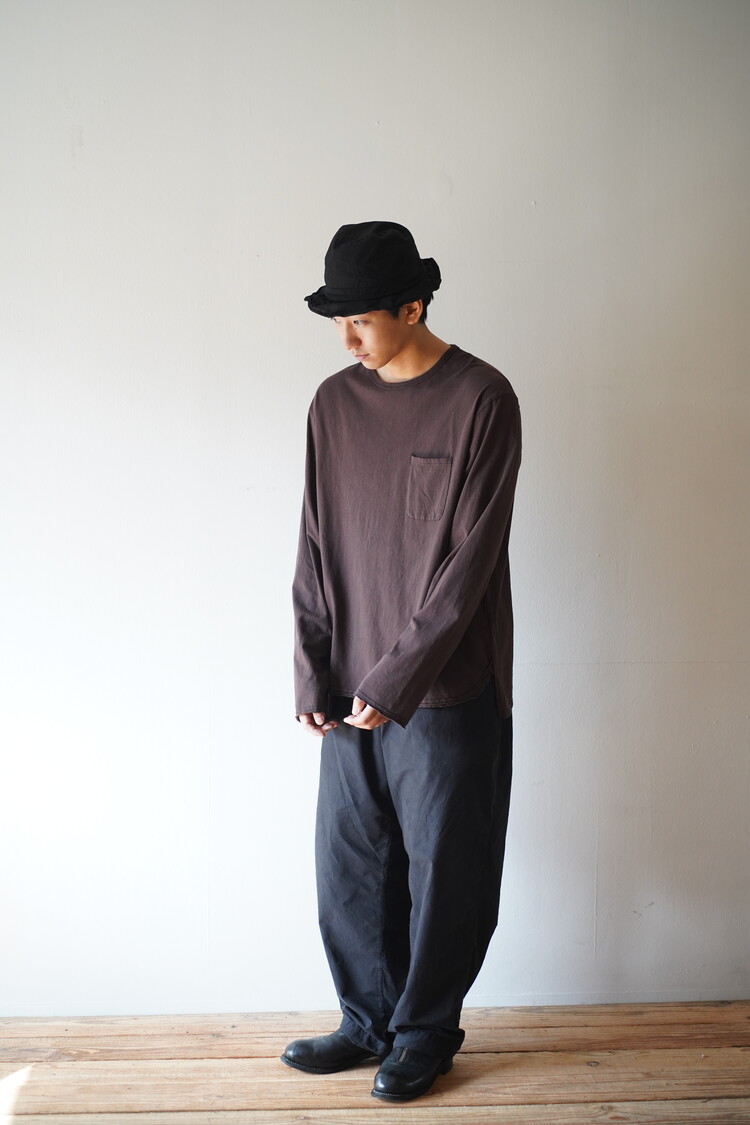 CUT-OFF LAYERED T-SHIRT (BROWN)