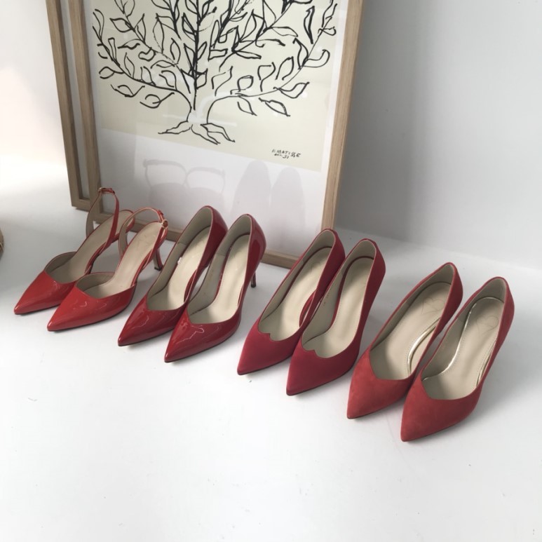 red heels with gold studs