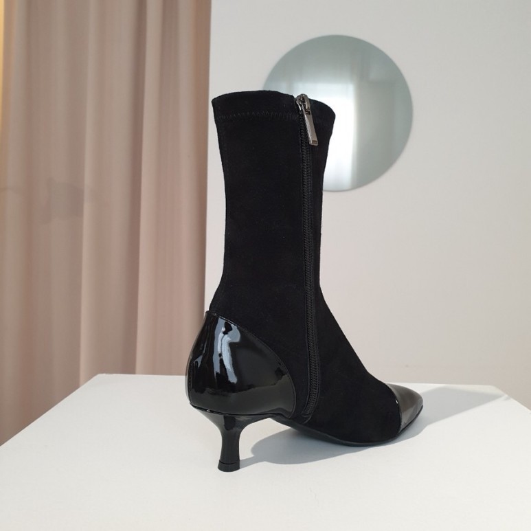 stretch flat cleated sole sock boots