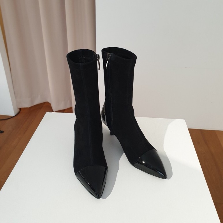 stretch flat cleated sole sock boots