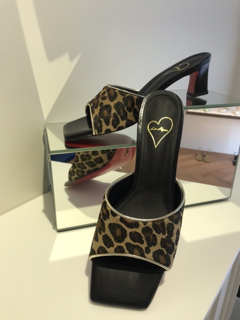 eda leopard leather sliders