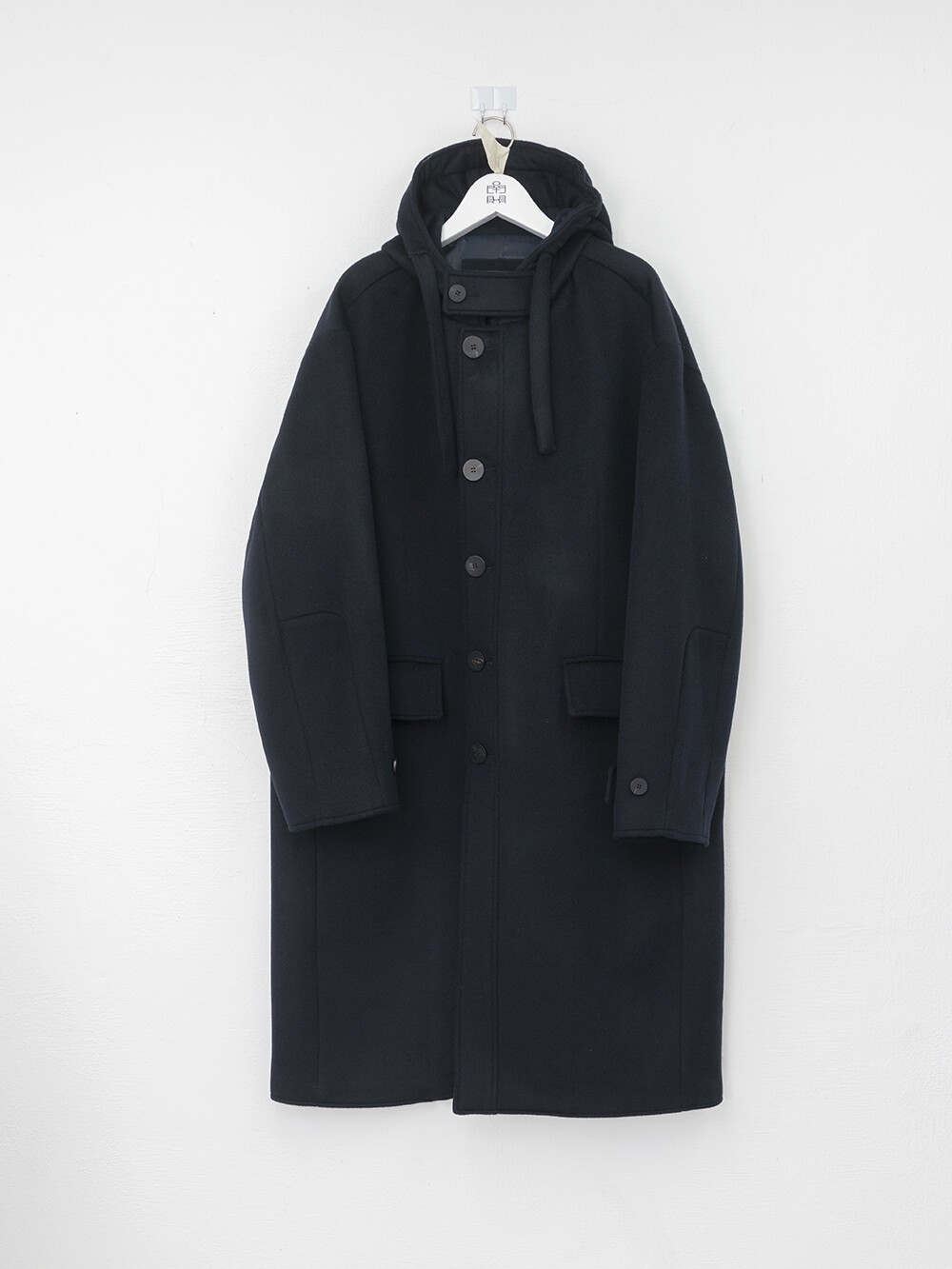 Melton Wool Hooded Coat Dark Navy 6488