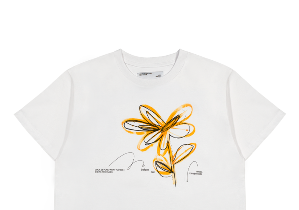FLOWER PRINTED TSHIRTS (YELLOW)
