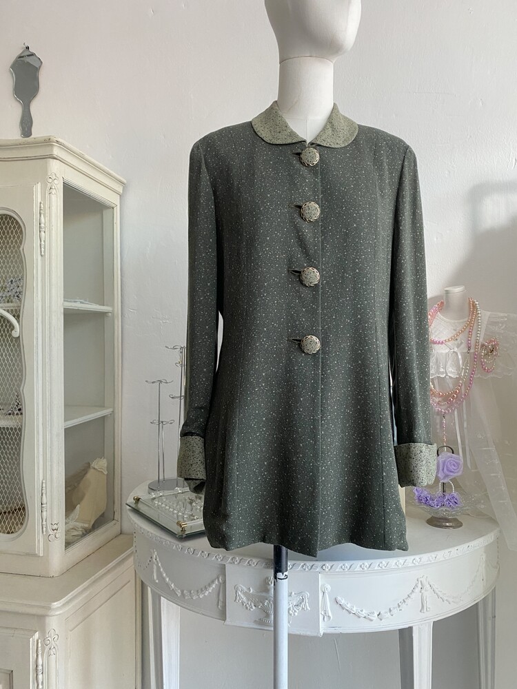KEIZO AYATA COUTURE mugwort green button jacket 