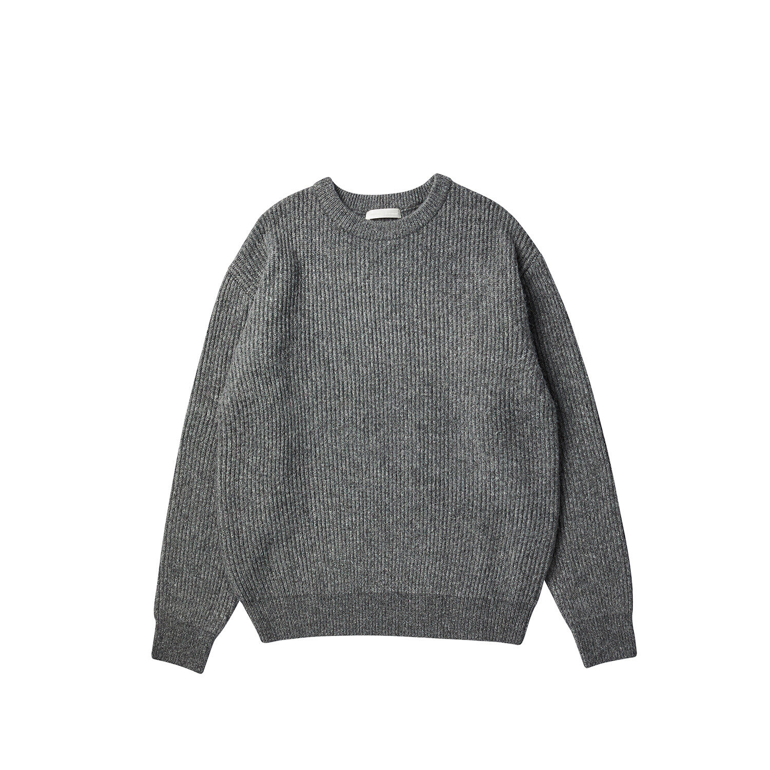 MELANGE RIB CREWNECK SWEATER (Dark grey)