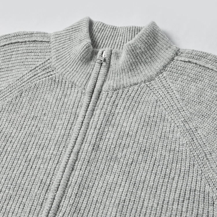 LINE MOCK NECK 2WAY KNIT ZIP-UP (Cloud grey)