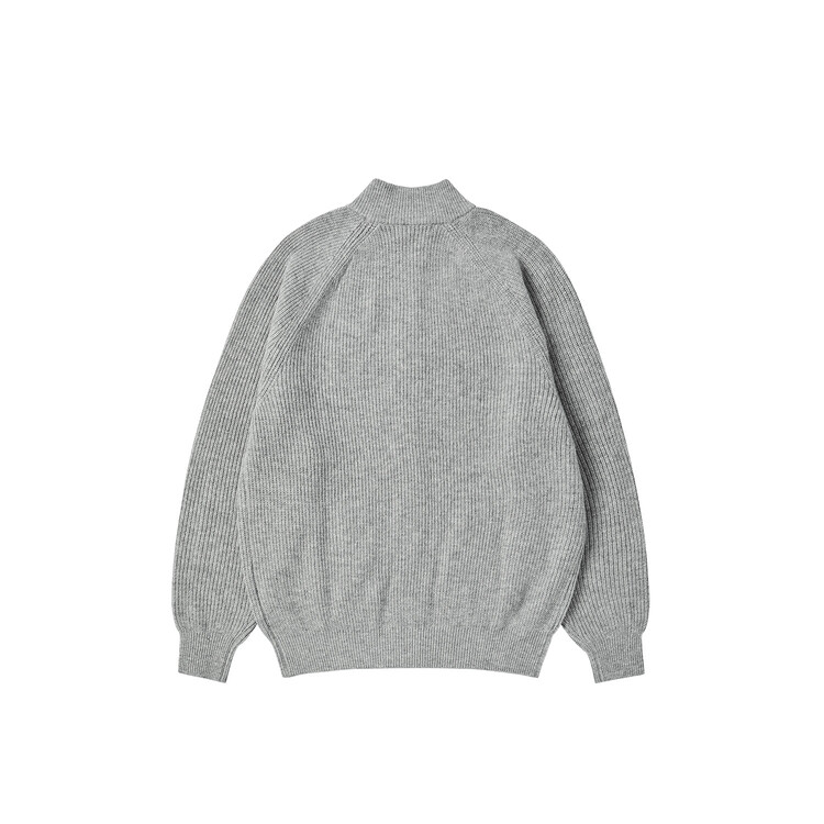 LINE MOCK NECK 2WAY KNIT ZIP-UP (Cloud grey)