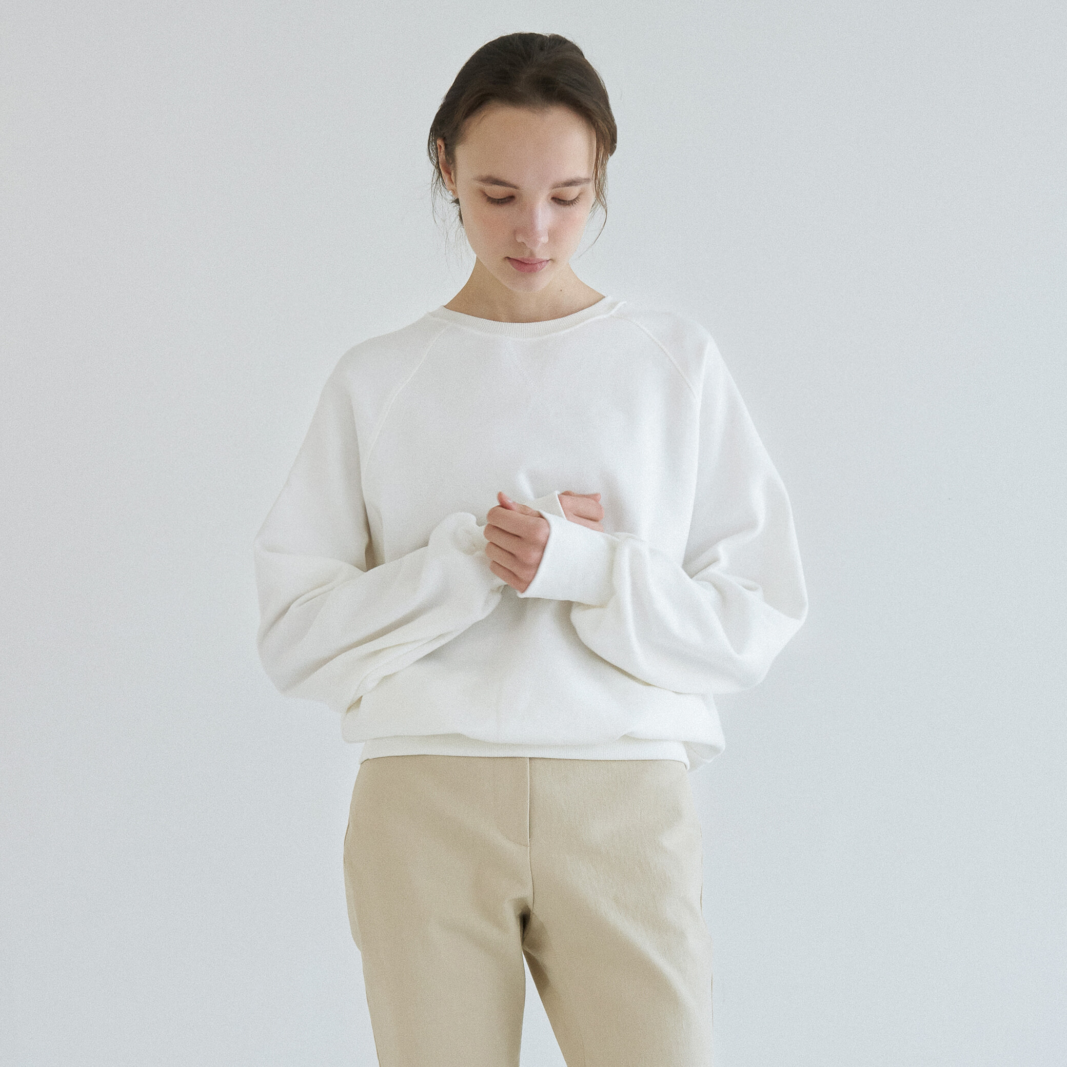 Soft Cotton Sweatshirt (Cream Ivory)