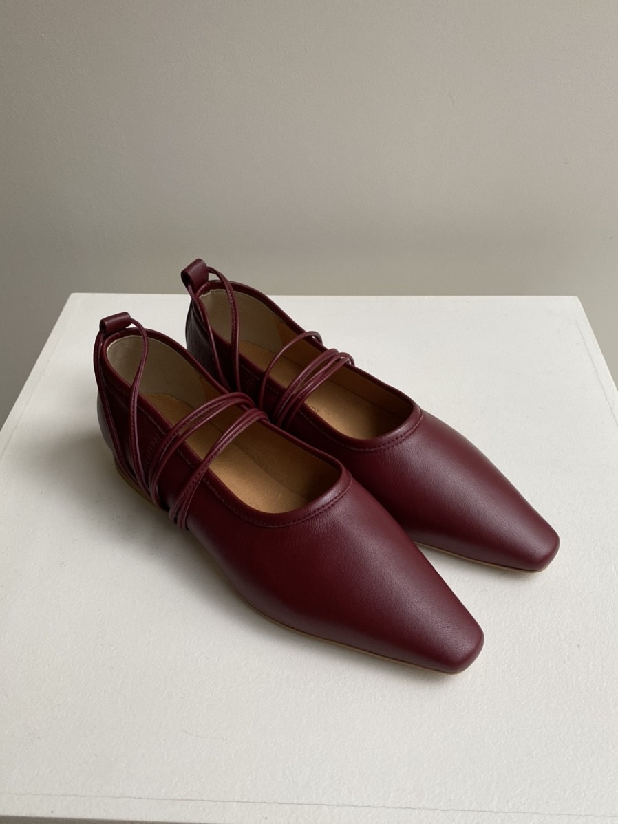rina buckled lace up ballet flats