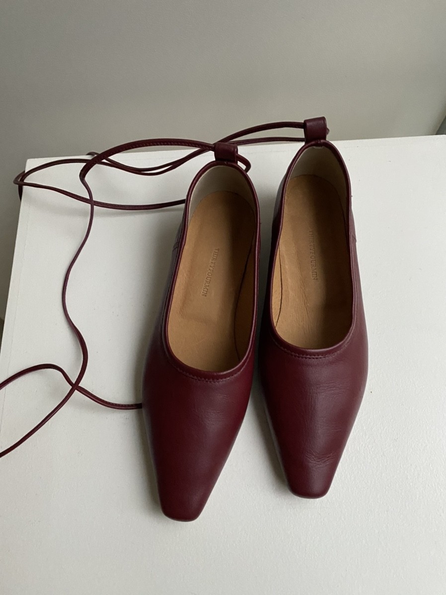 rina buckled lace up ballet flats