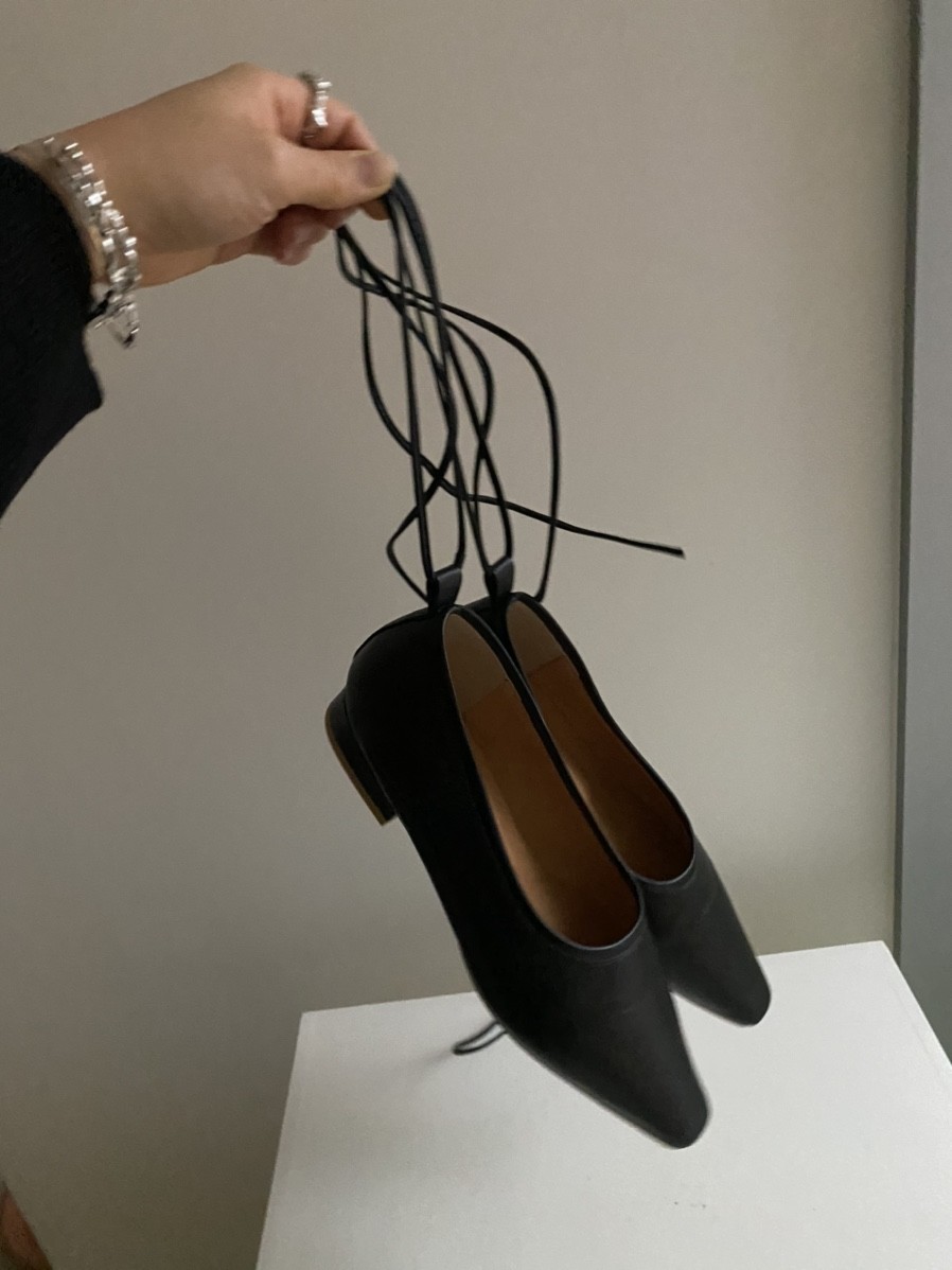 rina buckled lace up ballet flats