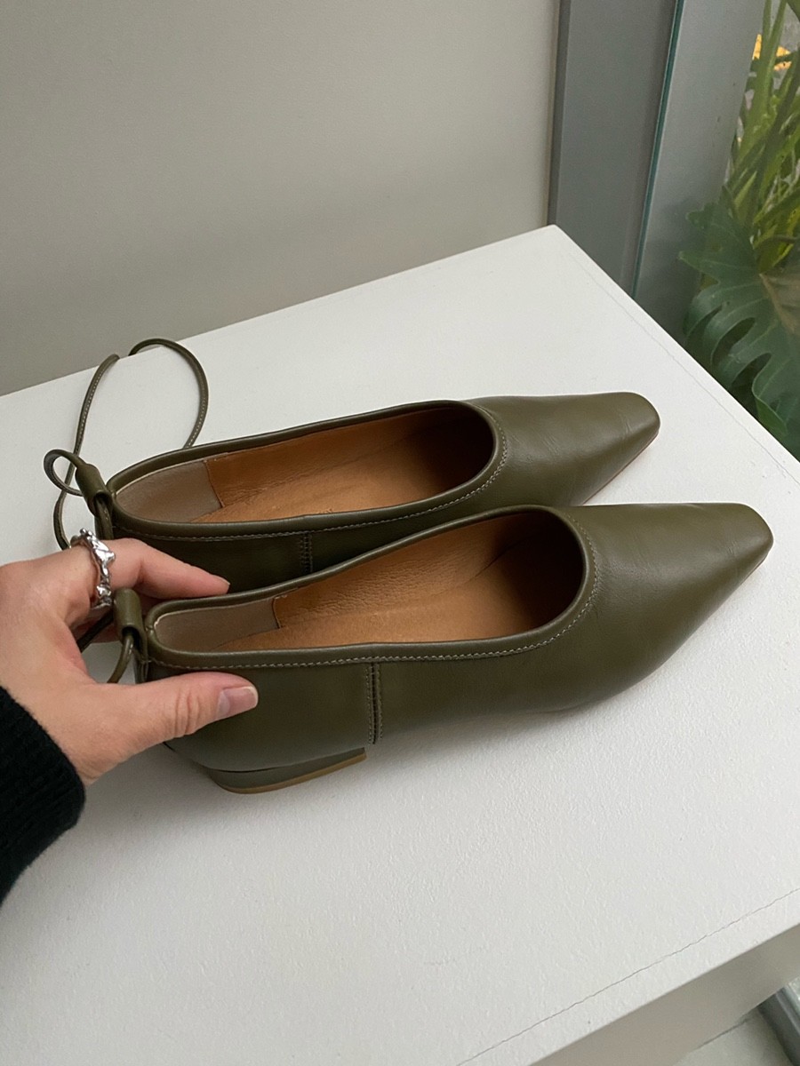 rina buckled lace up ballet flats