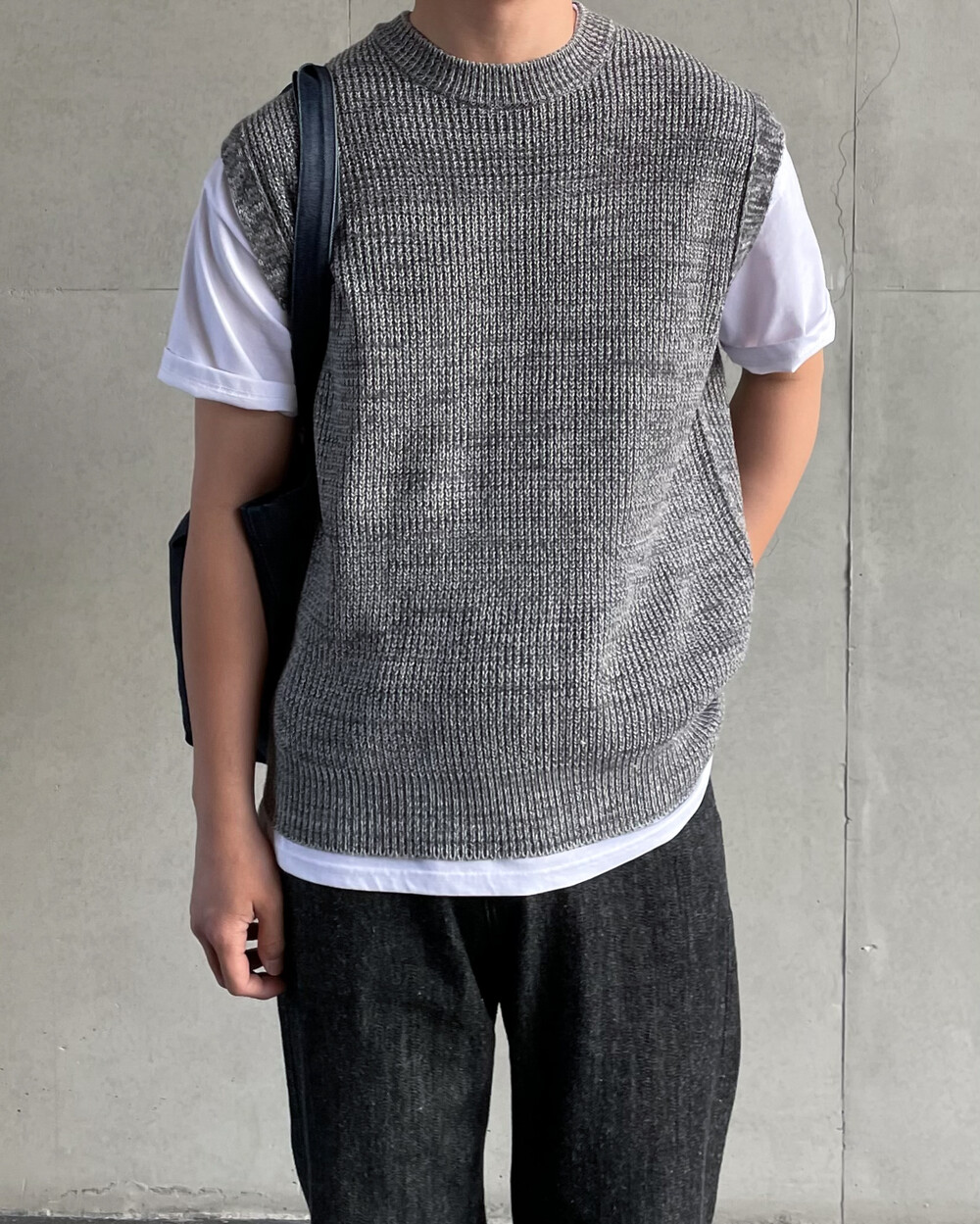 mixed knit vest (5color)