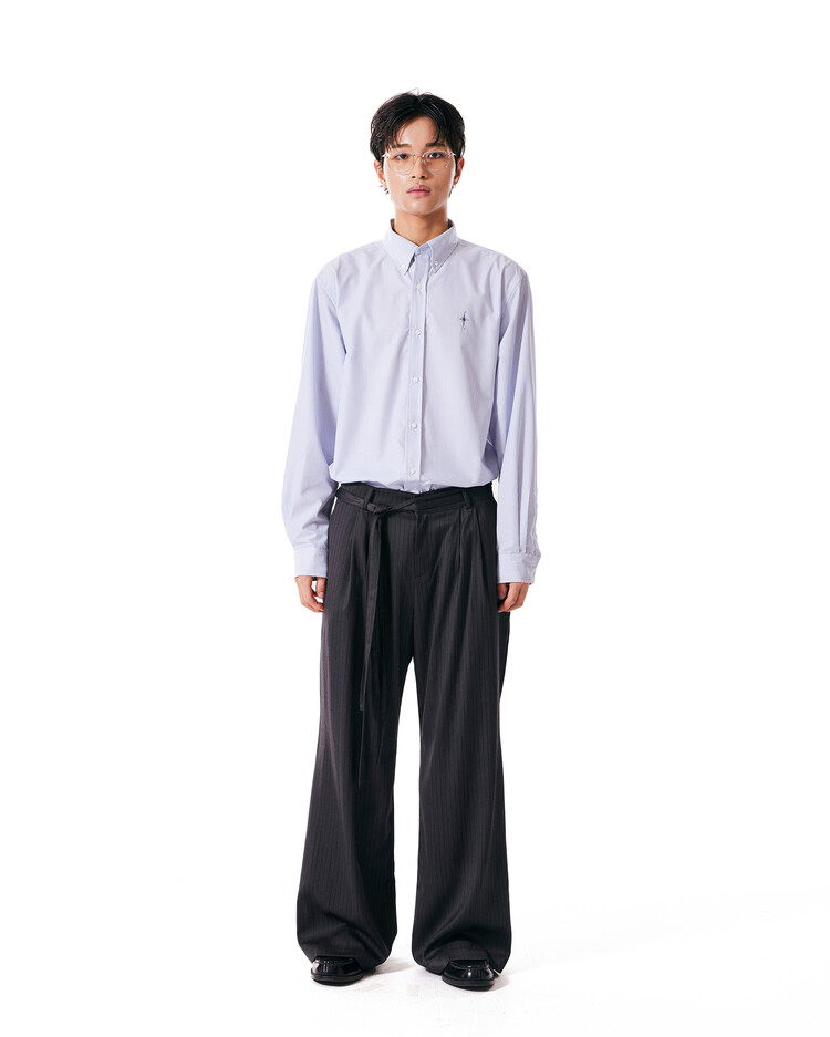 パンツ IUGAMAKARAS Belted Striped Trousers 2 Colors Belted Striped Trousers (Dark Gray)