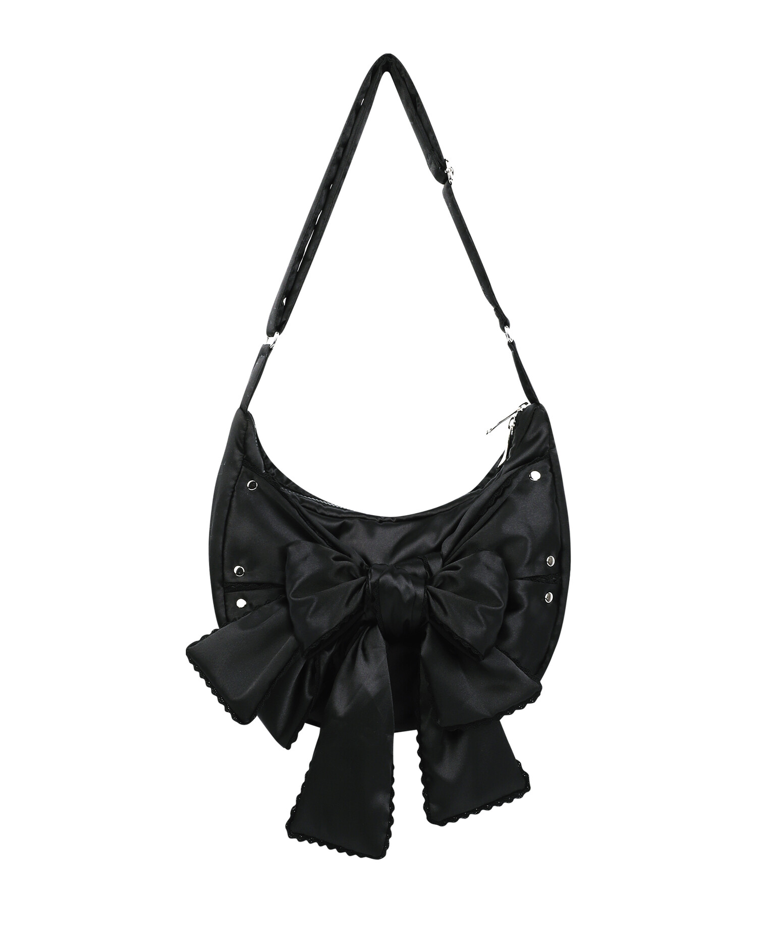 Laced Ribbon Shoulder Bag (Black)