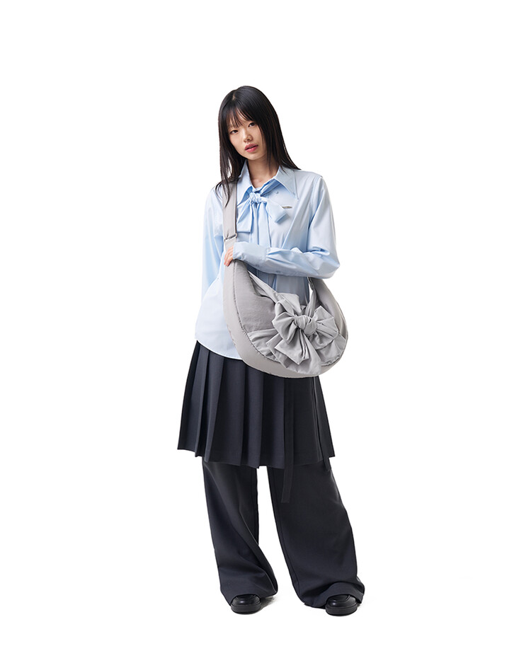 Knotted Shoulder Bag (Nylon-Silver)