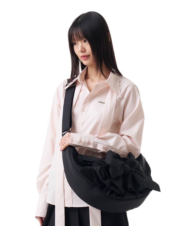 Knotted Shoulder Bag (Nylon-Black)