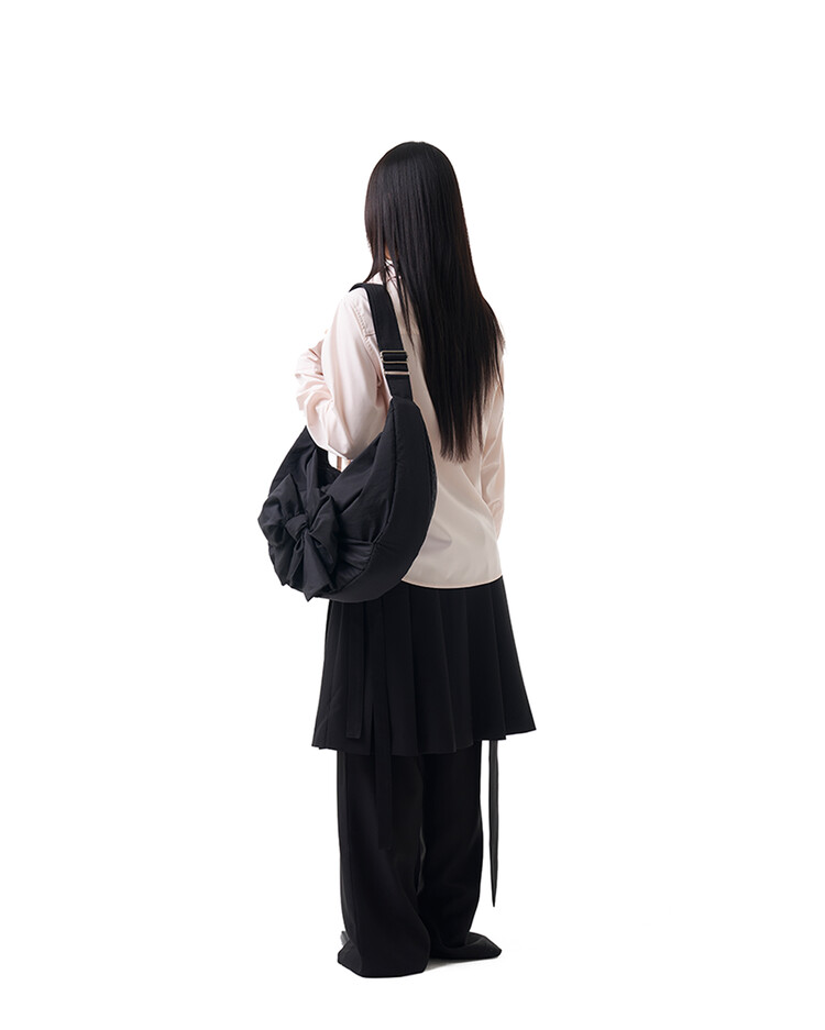 Knotted Shoulder Bag (Nylon-Black)