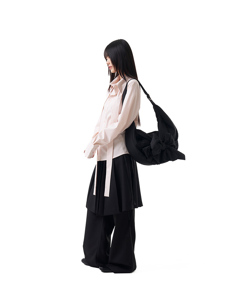 Knotted Shoulder Bag (Nylon-Black)