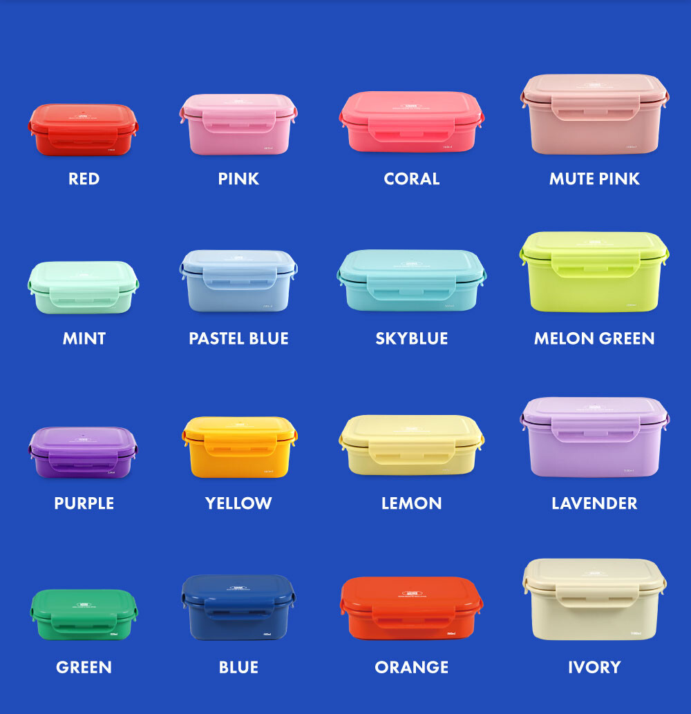 지켜텐 320ml 480ml 560ml 1100ml 비비드컬러 파스텔컬러 컬러풀한 스텐 밀폐용기