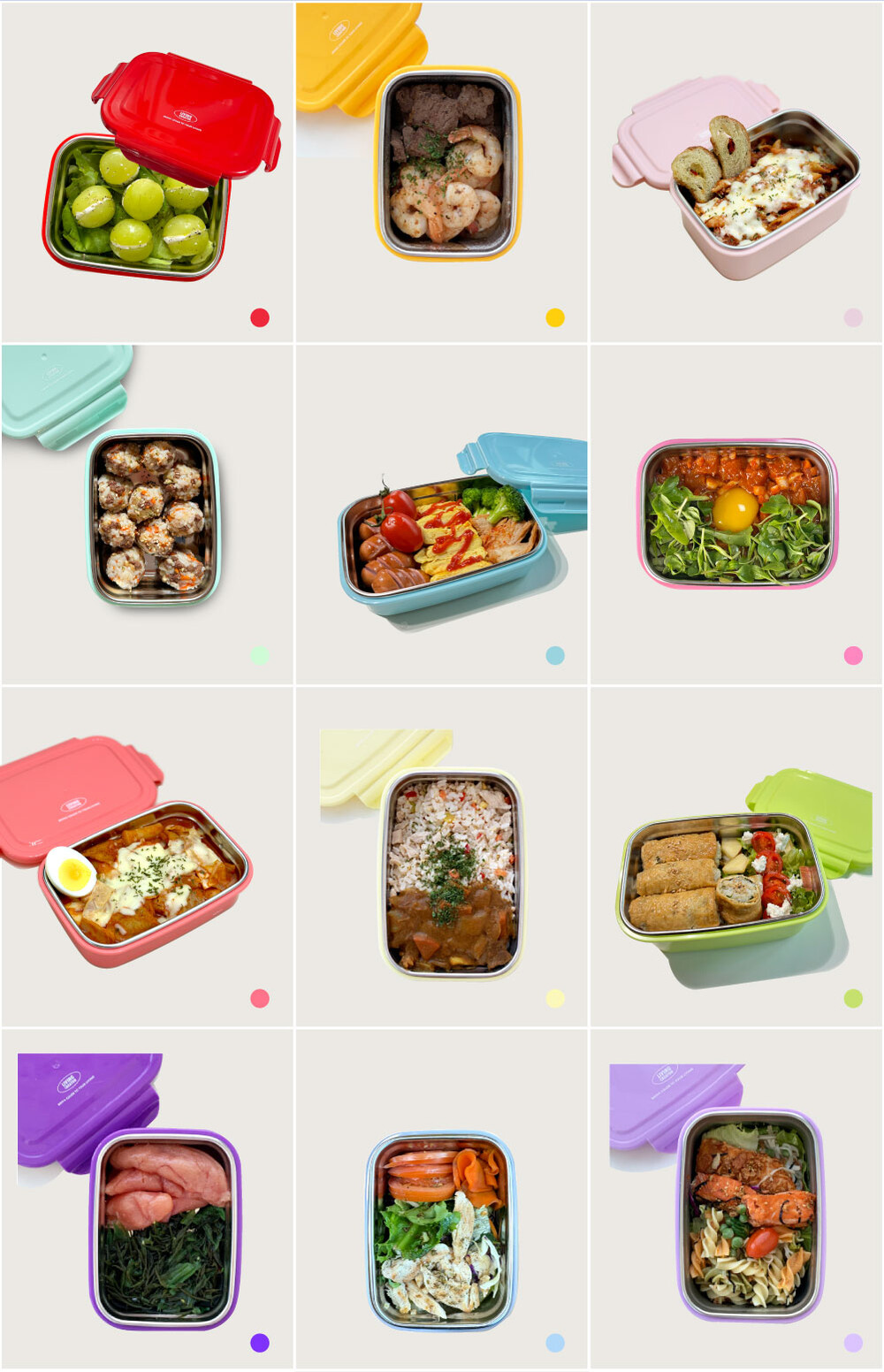 지켜텐 320ml 480ml 560ml 1100ml 비비드컬러 파스텔컬러 직장인 도시락과 아이 도시락으로 사용가능한 컬러풀한 도시락 용기