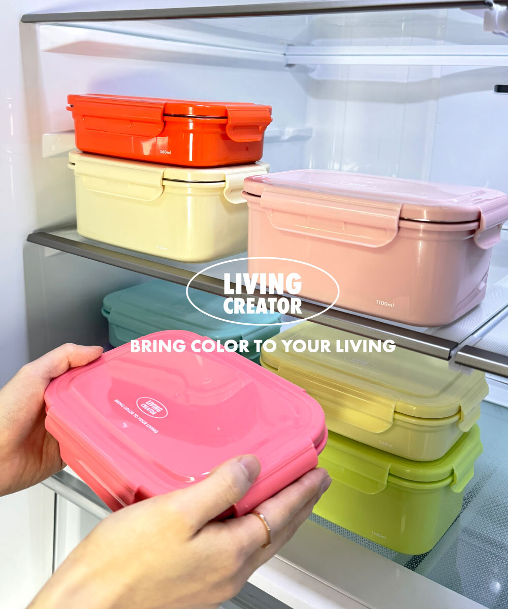 지켜텐 320ml 480ml 레드 핑크 과일과 빵이 담겨있는 직장인 도시락 용기