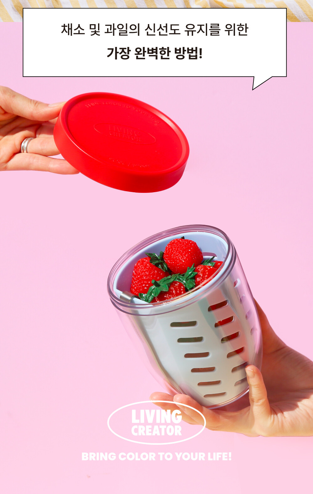 지켜팟 600ml 파스텔블루컬러 싱싱한 딸기 보관