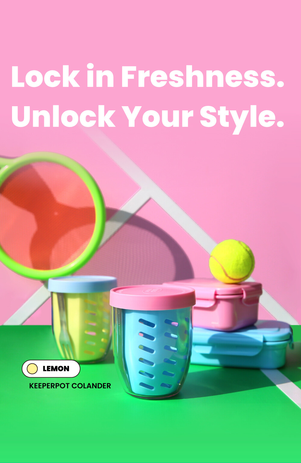 지켜팟 600ml 스프링컬러 컬러풀한 보관용기