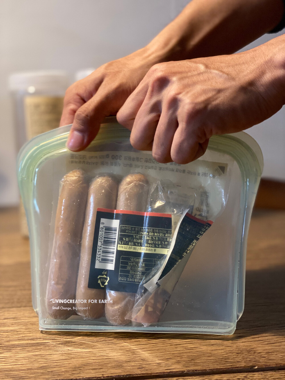 지켜백 800ml 민트 육류 보관하기 좋은 실리콘 지퍼백