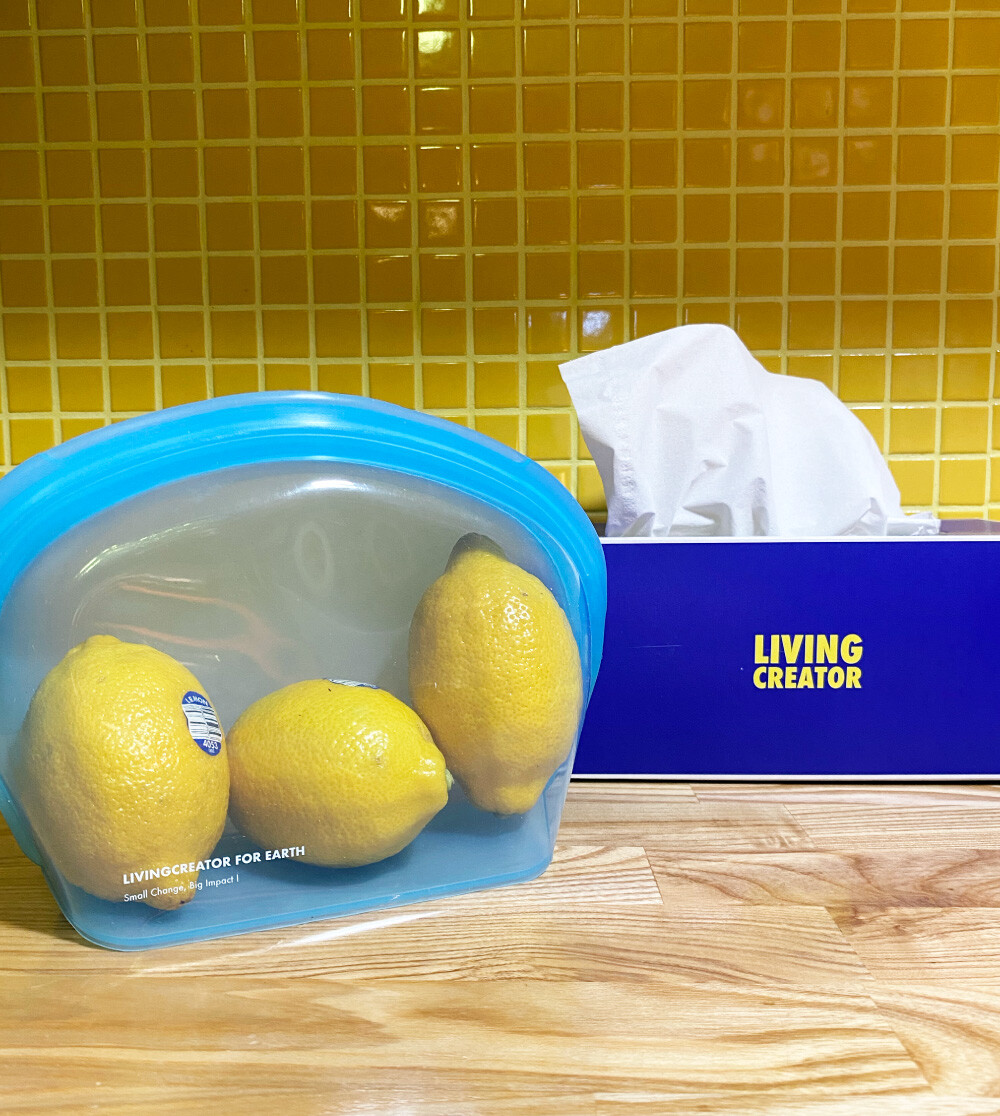 지켜백 1000ml 스카이블루 과일 보관시 신선하게 유지되는 실리콘 지퍼백