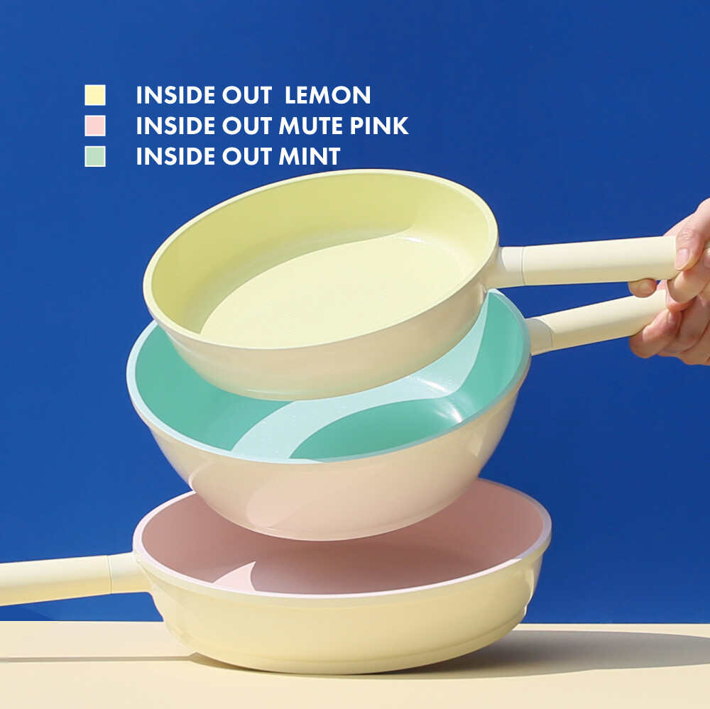 요리요리 2L, 3.1L, 4.4L 인사이드 아웃 레몬 인사이드 아웃 뮤트핑크 인사이드 아웃 민트 / 프리미엄 세라믹 쿡웨어