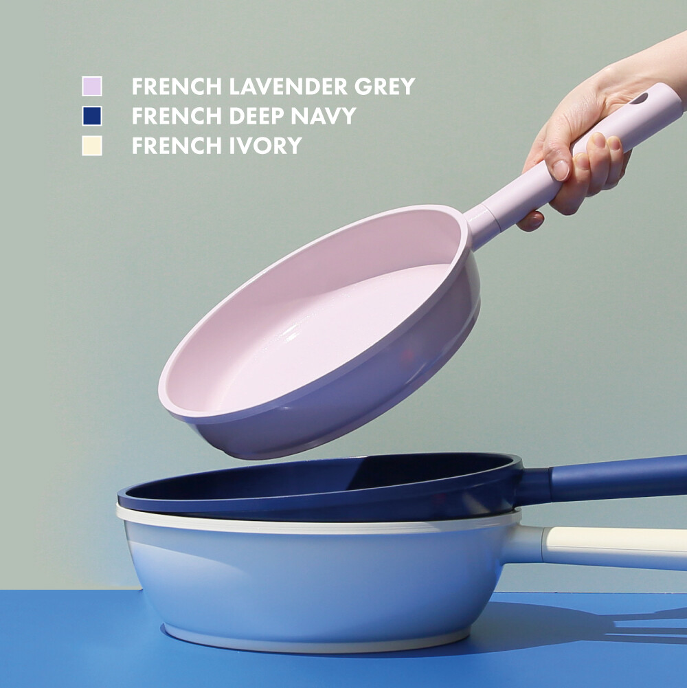 요리요리 2L, 3.1L, 4.4L 프렌치 라벤더 그레이 프렌치 딥 네이비 프렌치 아이보리 / 내추럴 파스텔 컬러로 감성 더한 프리미엄 세라믹 쿡웨어