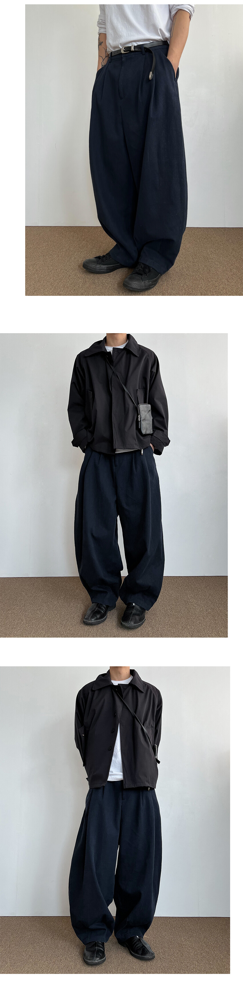 two tuck cotton balloon pants