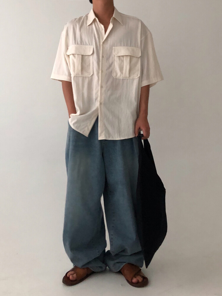 cat washed banding denim pants