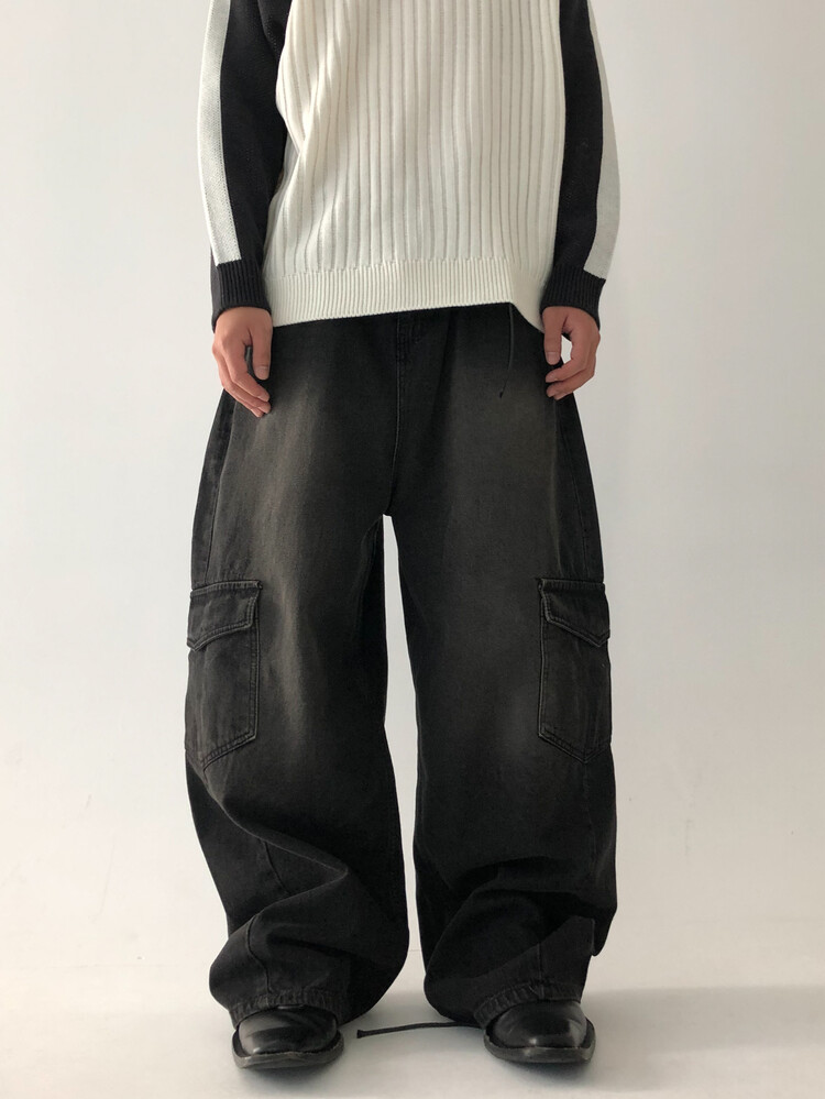 curved cargo pants (denim ver.)