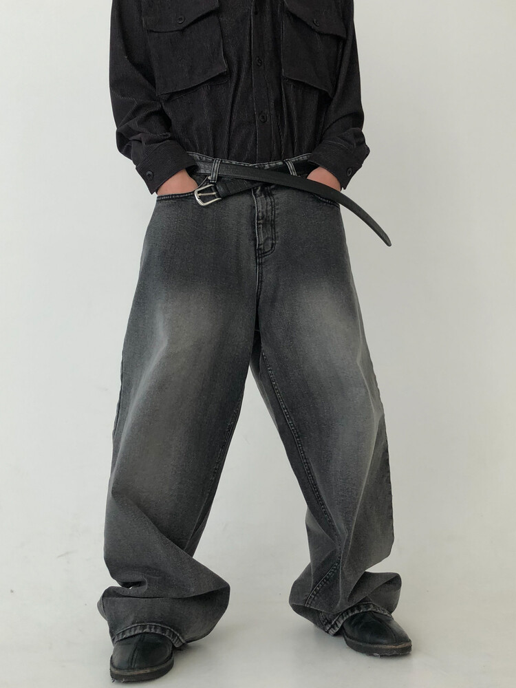 【MODERNIF】Sand brush wide denim pants modernif (モダンイフ) - サンドブラッシュワイドデニムパンツ