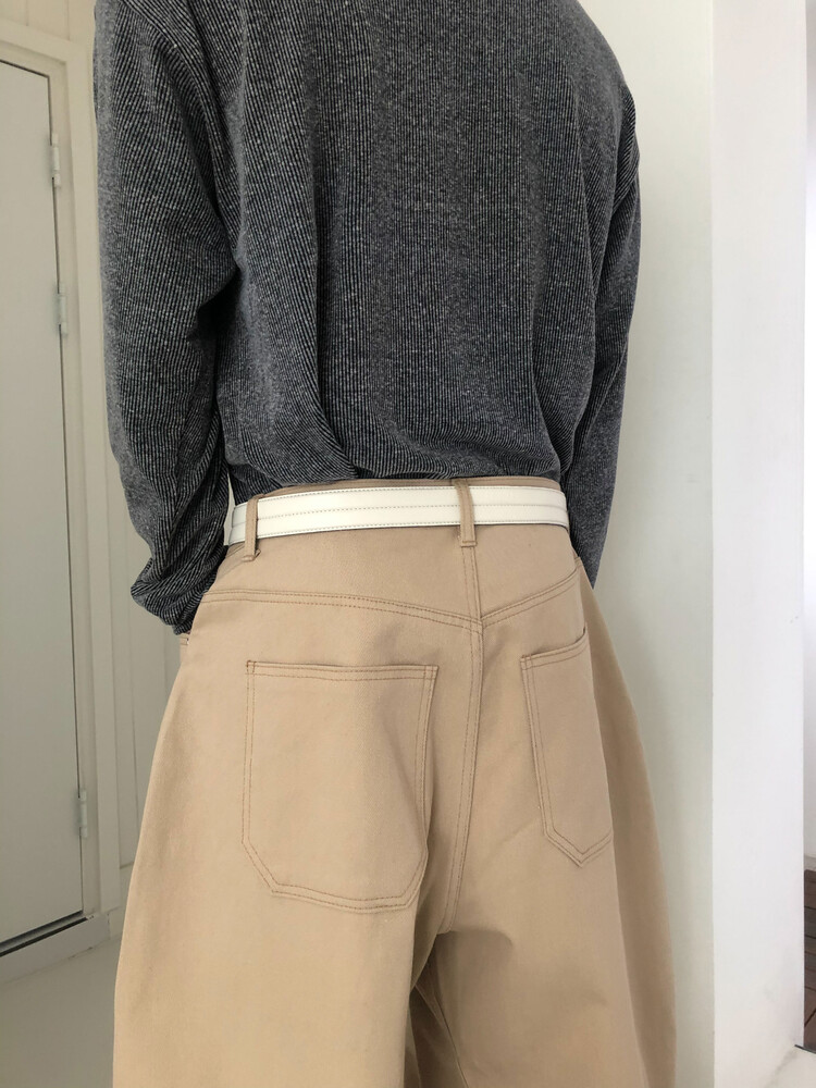curved cotton wide pants
