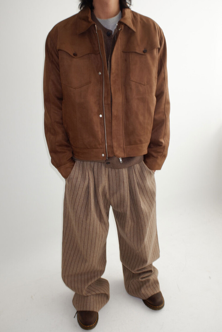 【ANGLAN】Stripe Two Tuck Wide Pants stripe two tuck wide pants (wool)