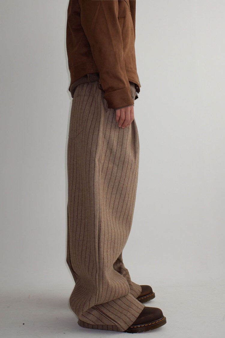 【ANGLAN】Stripe Two Tuck Wide Pants stripe two tuck wide pants (wool)