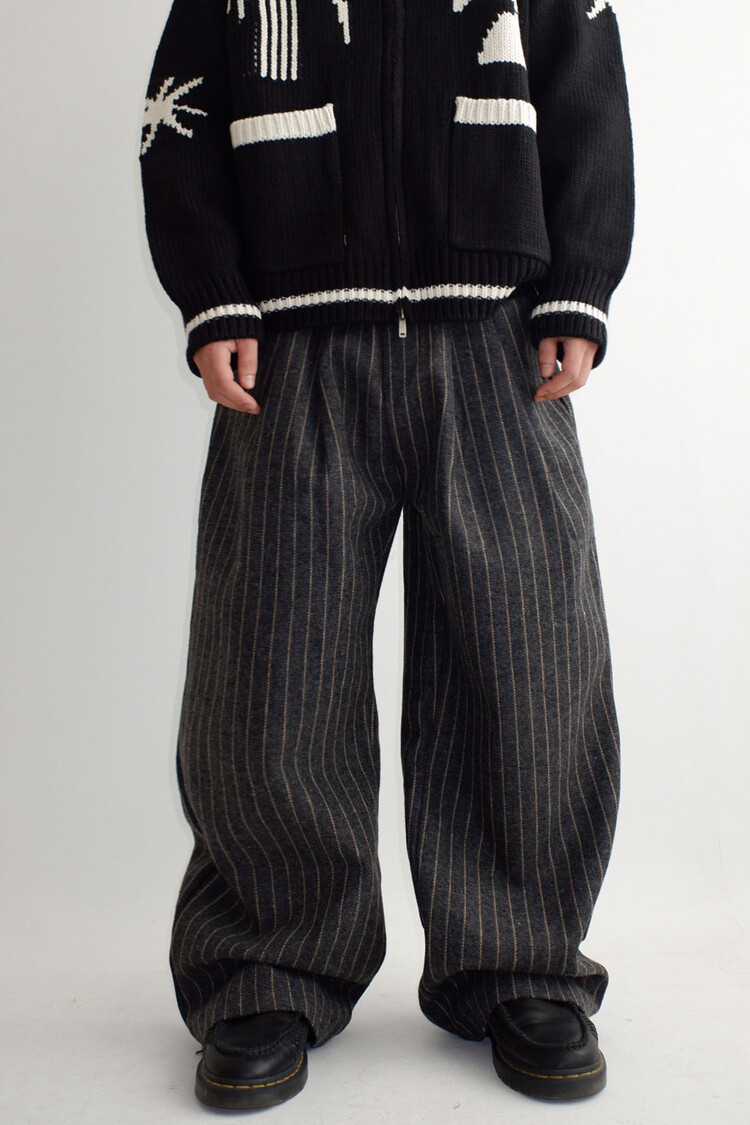 stripe two tuck wide pants (wool)