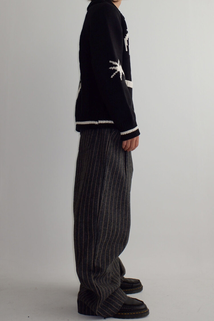 stripe two tuck wide pants (wool)
