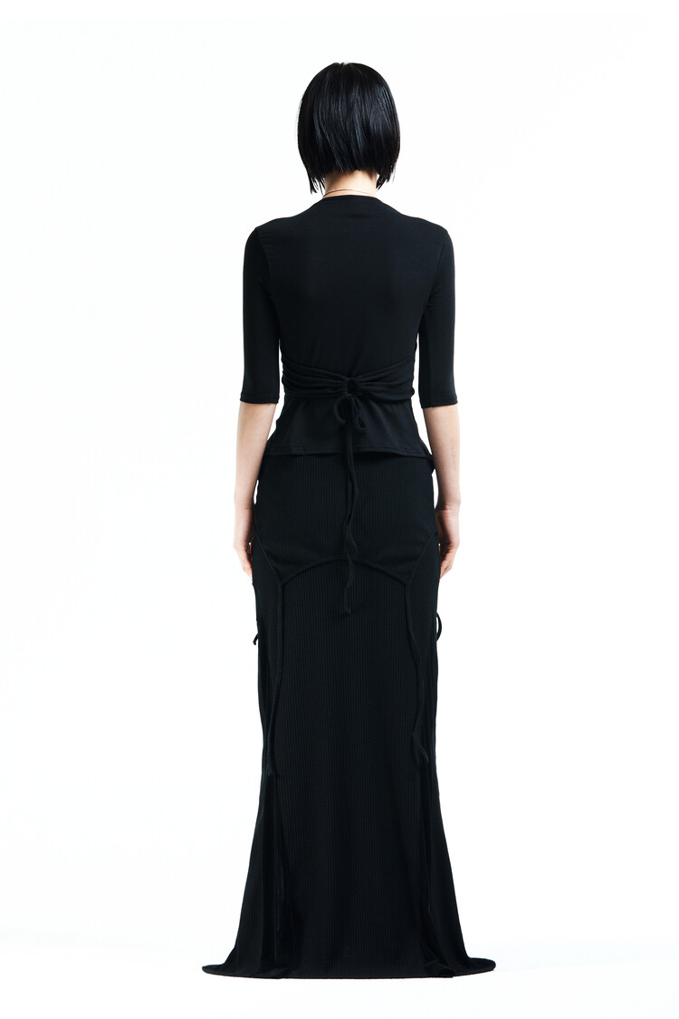 【kyo】TAIL DIAGONAL MAXI SKIRT TAIL DIAGONAL MAXI SKIRT (BLACK)
