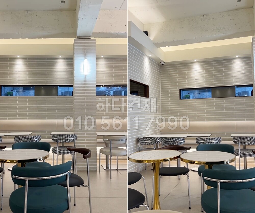 국산 모노타일 롱와이드 500x50x20T 오프화이트 / 하다건재 롱브릭타일 시공사례