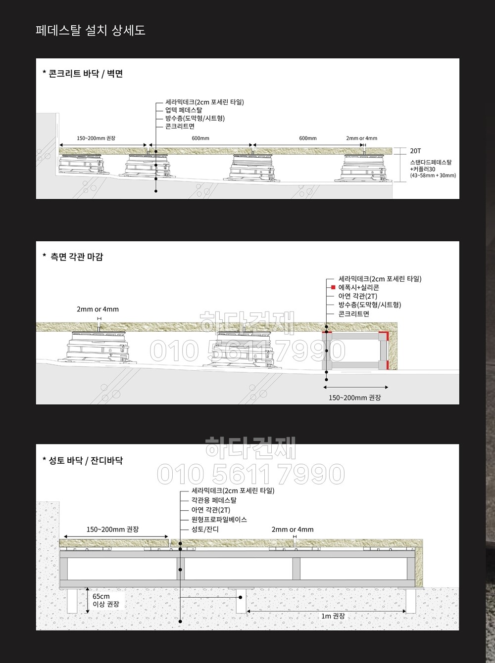 페데스탈 이태리 업텍 UPTEC FX 바닥재 높이조절 셀프레벨링 / 하다건재