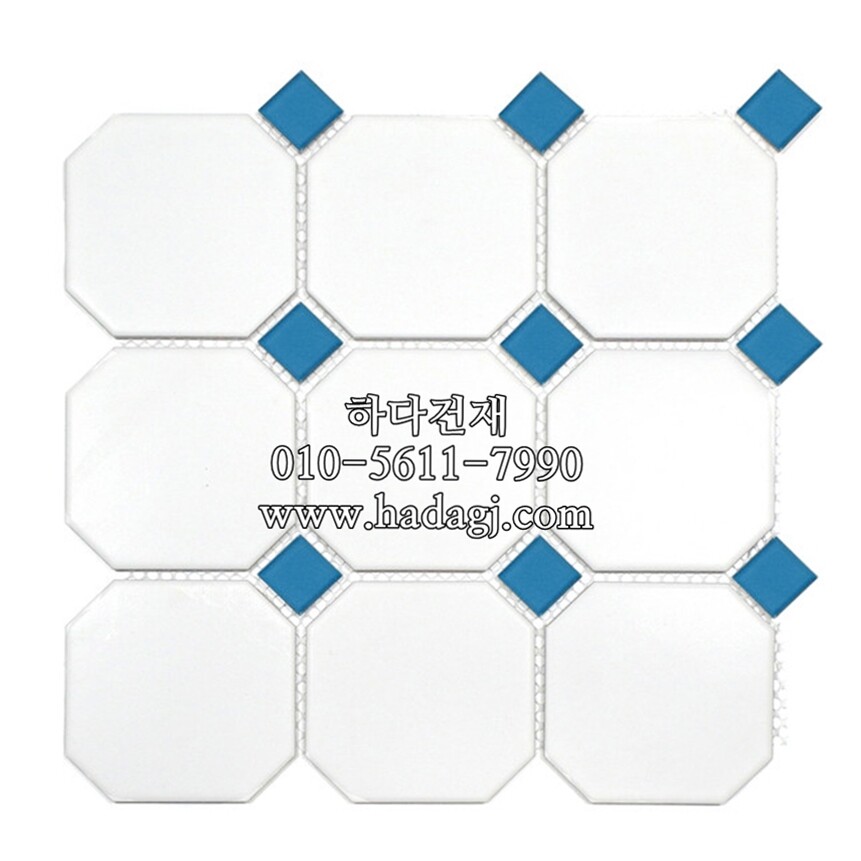 팔각 모자이크타일 아쿠아블루 95x95x5T (25x25) / 하다건재